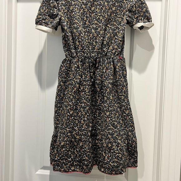 Vtg 1970s -Union Made -Cottagecore Prairie Dress W/Peter Pan Collar Black Floral - Picture 6 of 9